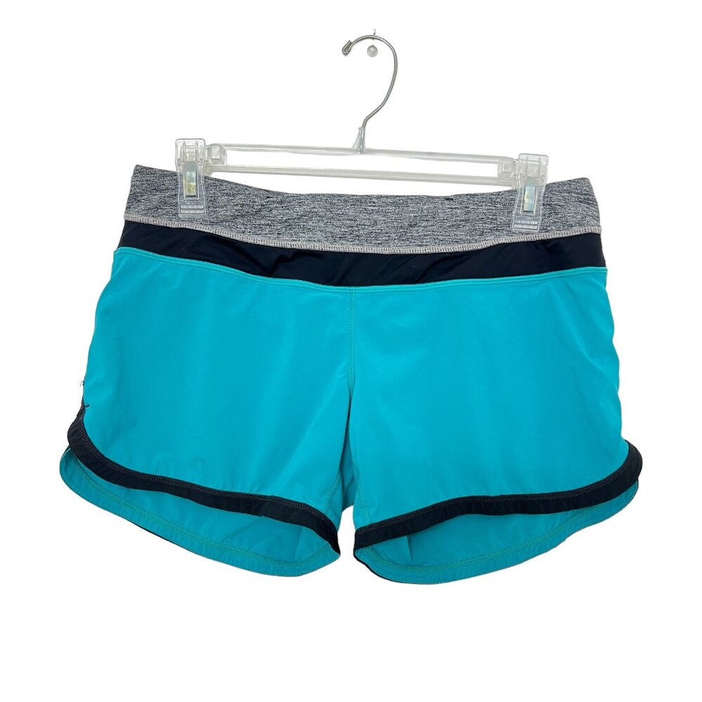 Lululemon Groovy Sea Foam Heathered Black run shorts women's size 6
